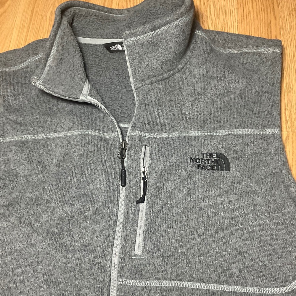 The North Face Gordon Lyons Fleece Vest Mens XXL Grey Full Zip Sweater Knit 0311